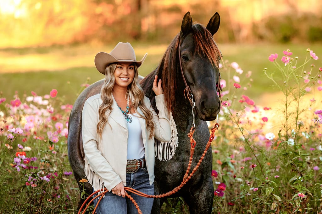 Beautiful Horse Photography - Cowgirl in Wildflower field